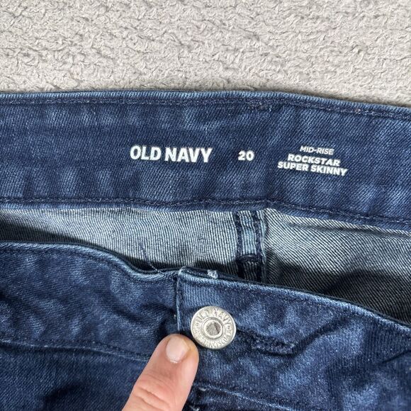 Old Navy Jeans Women’s Plus Size 20 Mid Rise Rockstar Super Skinny Dark Wash - Picture 7 of 11